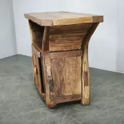 1970s Asian Rustic Solid Wood Console Table, Hand-Carved Primitive Sideboar