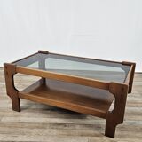 Teak coffee table with smoked glass top