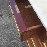 Louis XVI accajou chest of drawers and white marble