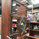 Bamboo coat rack and 1950s mirror