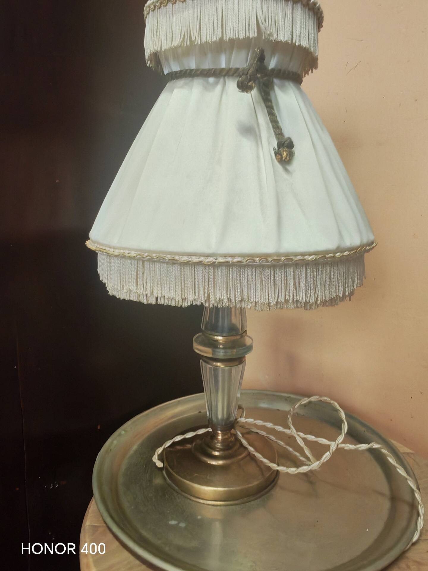 Table lamp in Hollywood Regency boudoir style from the 1950s.