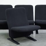 Set of 4 comfortable black vintage design armchairs