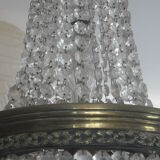 Lustre montgolfière en cristal et bronze XIXe