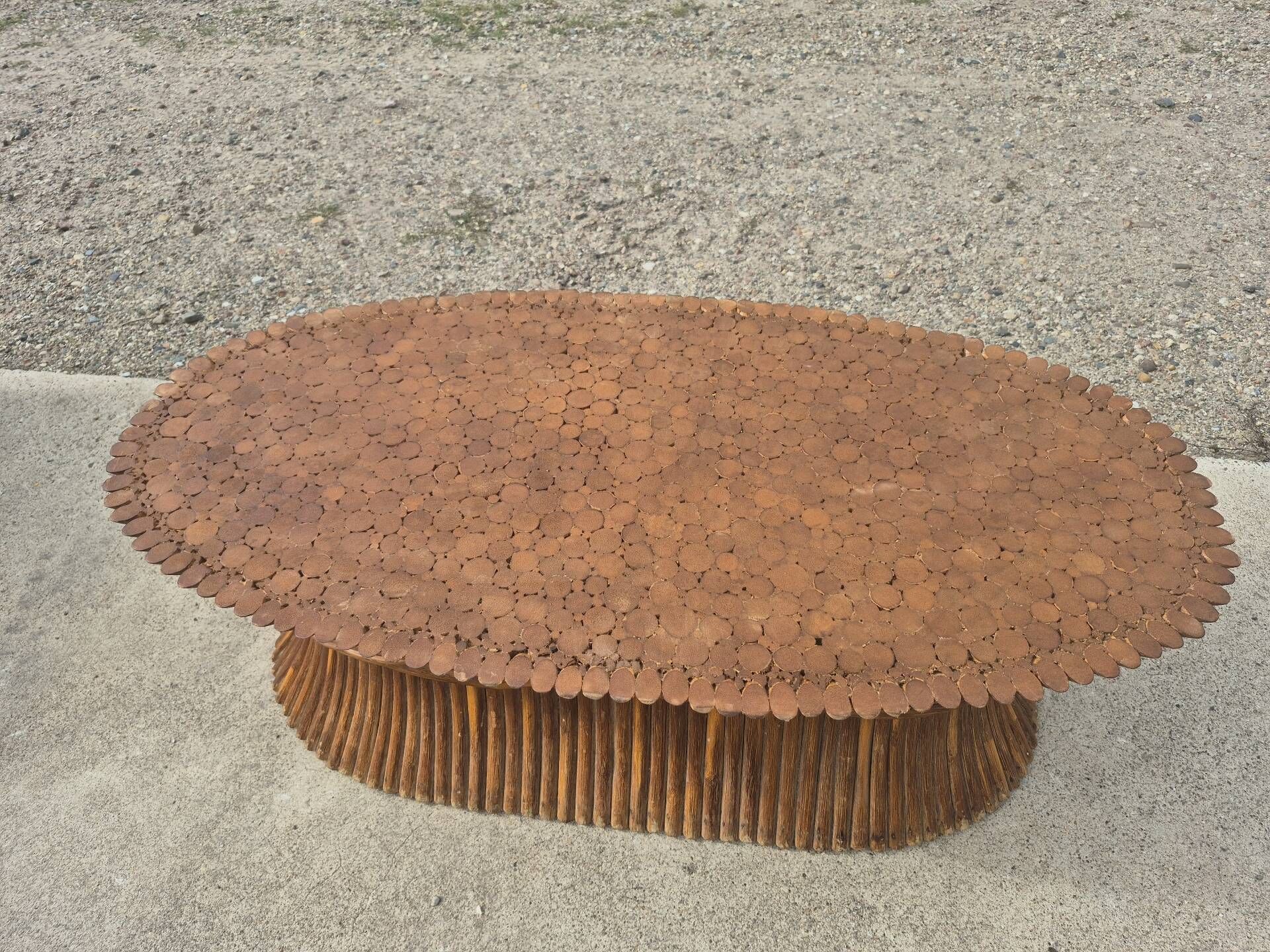 Sheaf of wheat bamboo coffee table glass top 1970s McGuire