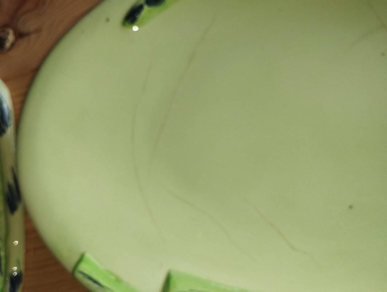 Vintage Vallauris asparagus dish in barbotine ceramic – 1950s