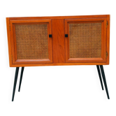 Vintage wooden and cane console