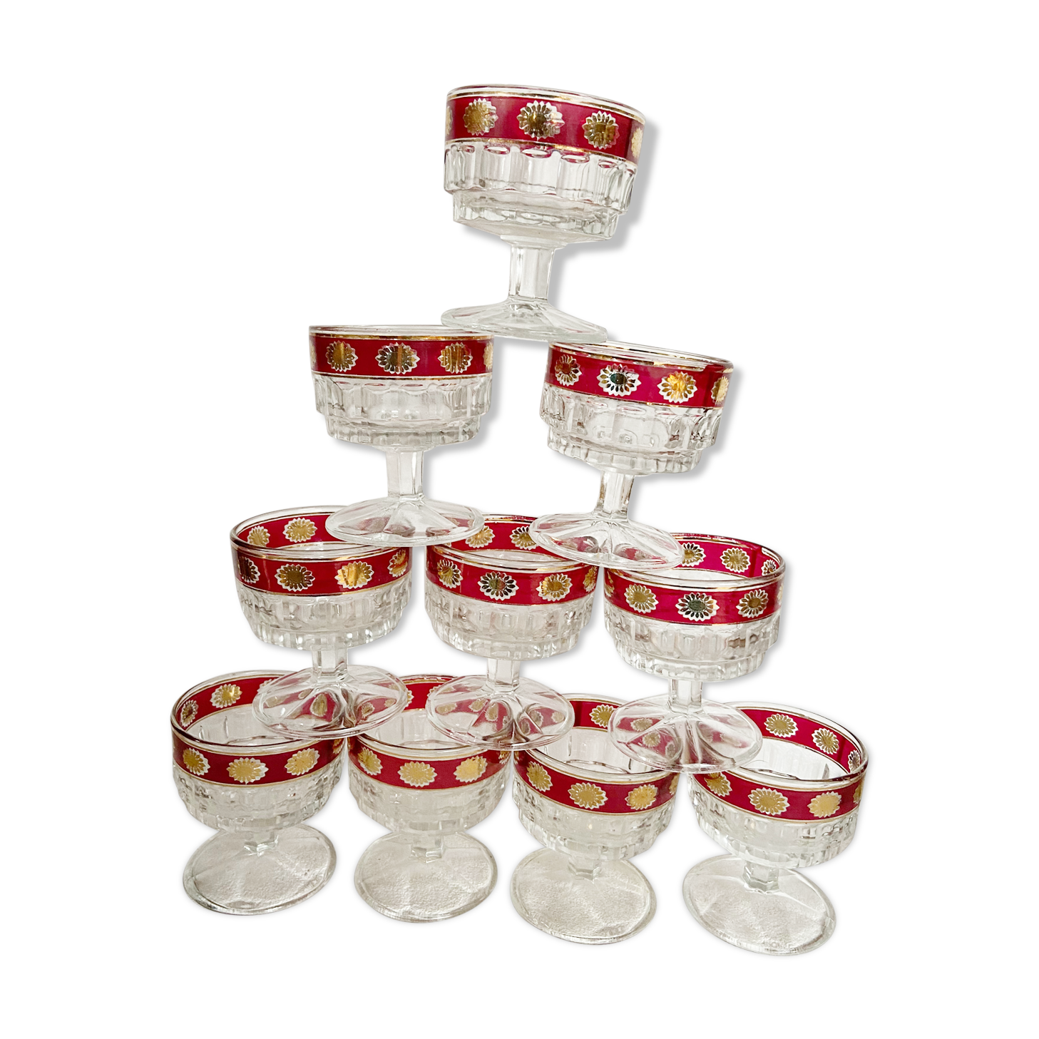 Set of 10 antique glasses