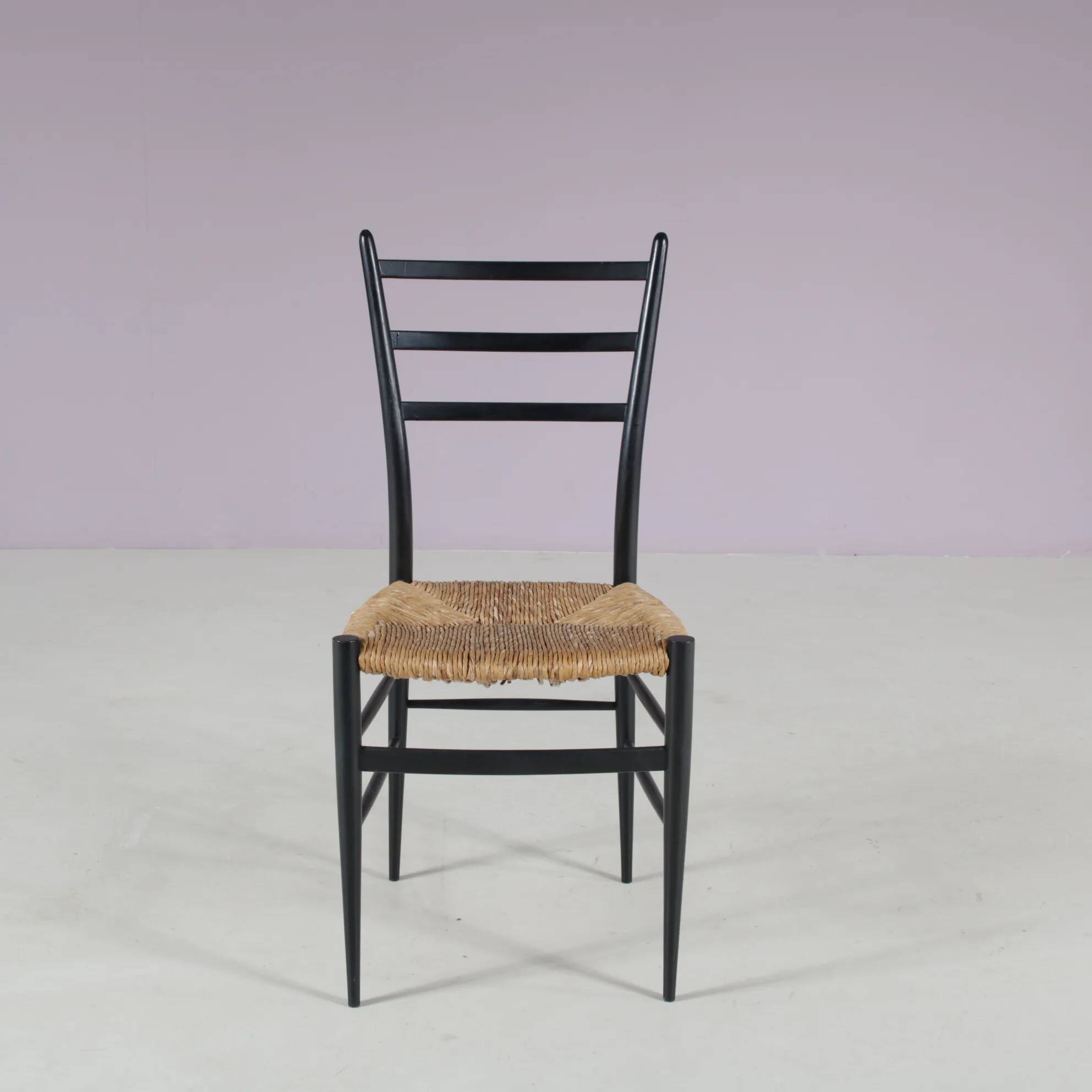 Set of 4 "Spinetto" dining chairs from Chiavari, Italy, 1950s