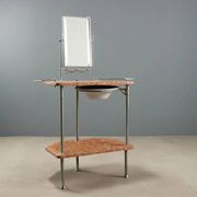 Coiffeuse ancienne en métal et marbre avec miroir, Italie, XXe siècle