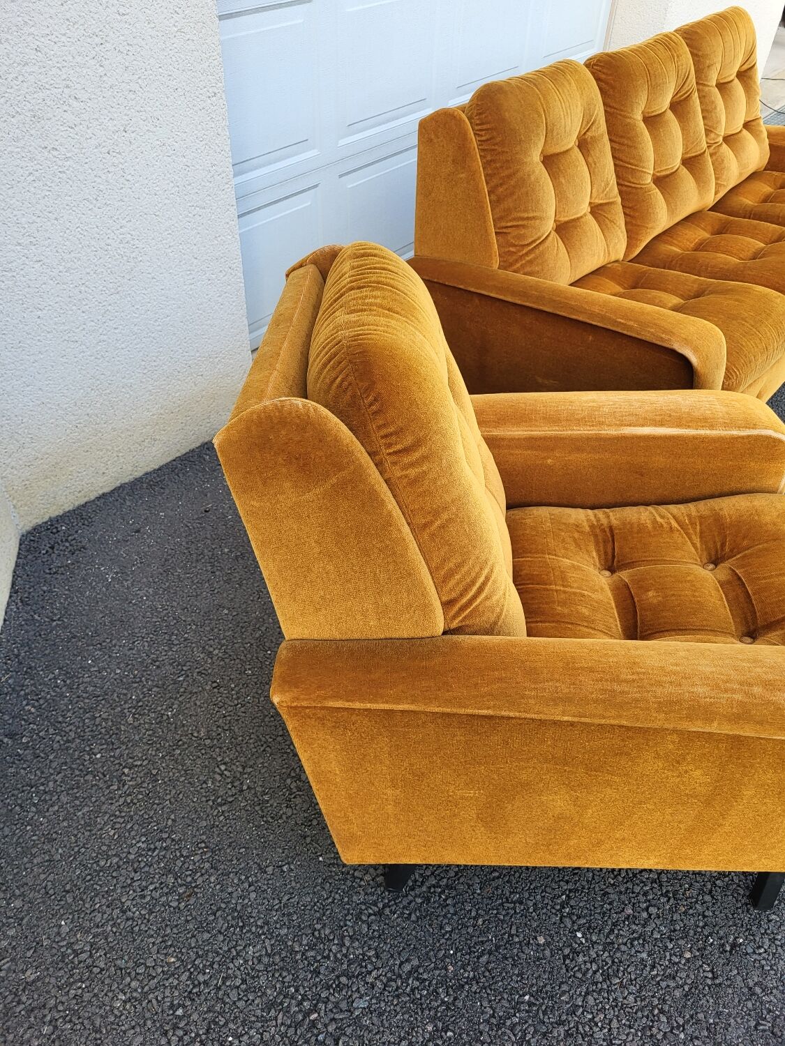 Ensemble canapé fauteuil vintage velours