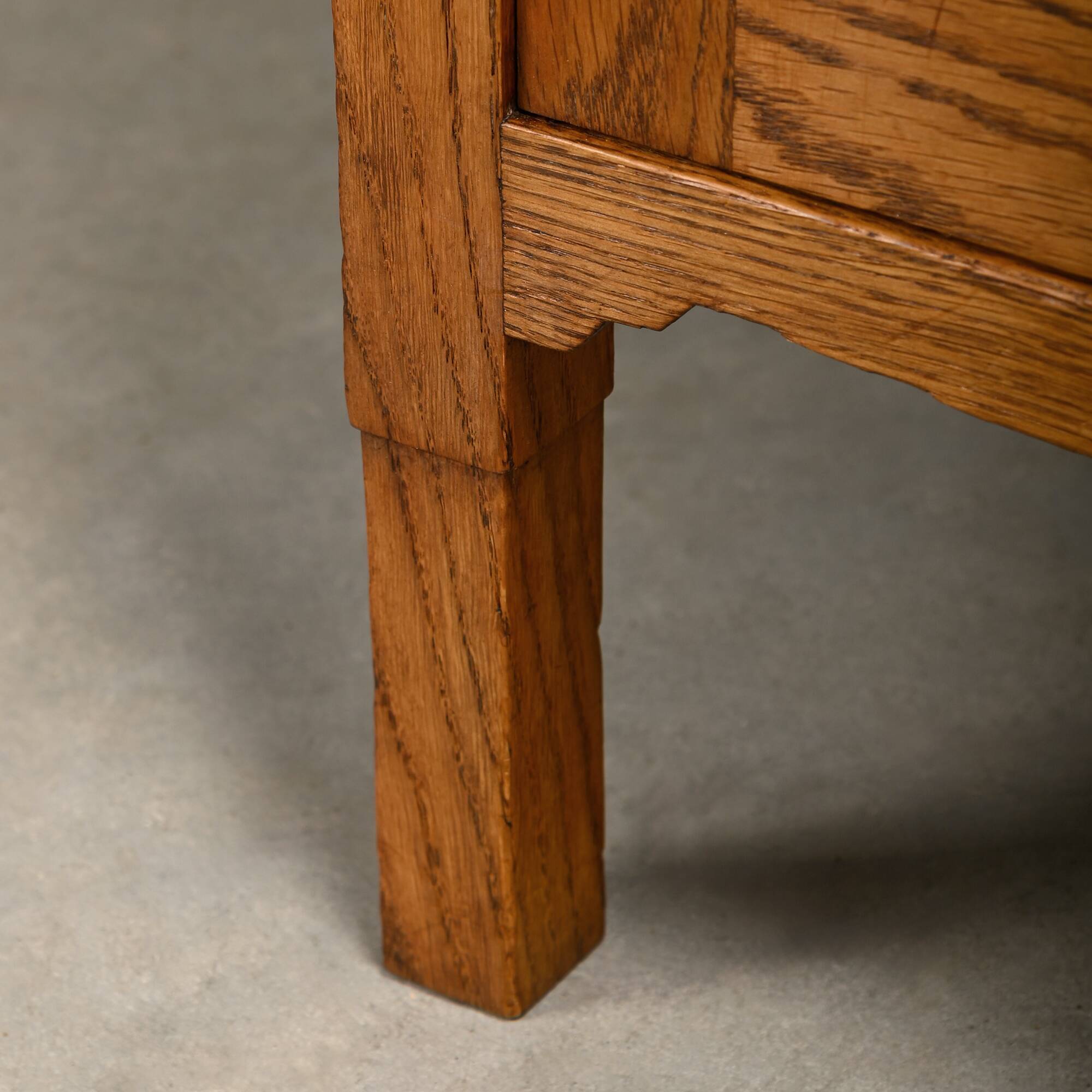 Art Deco Amsterdam School Nightstands oak wood and glass, 1930s Netherlands