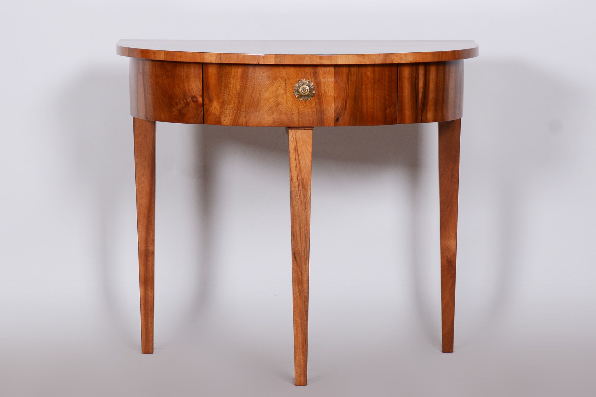 Restored Biedermeier Walnut Side Table, Revived Polish, Czechia, 1820s