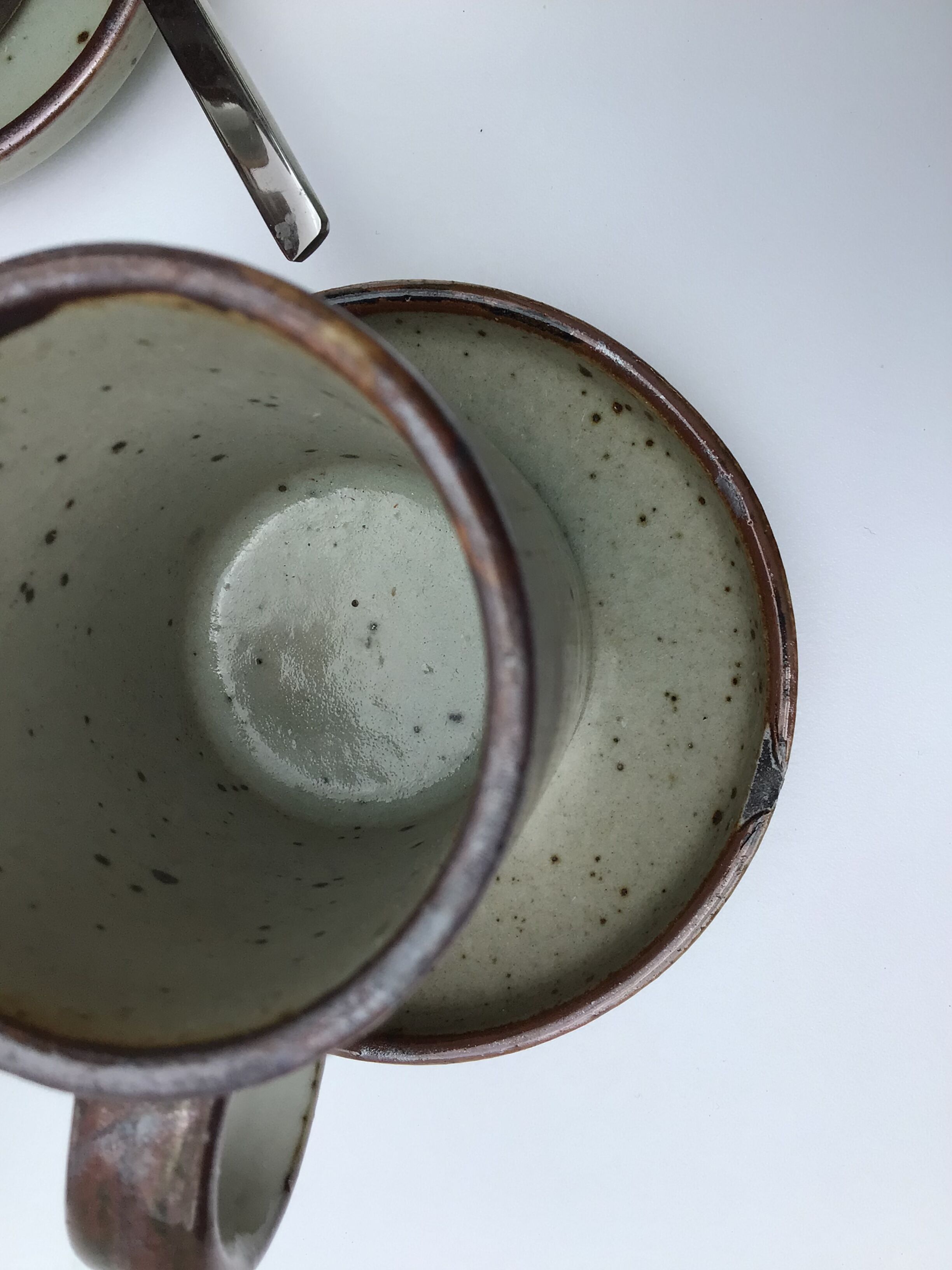 6 cups speckled sandstone espresso with undercups