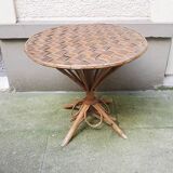 Old Bamboo Table & Woven Palm Leaves