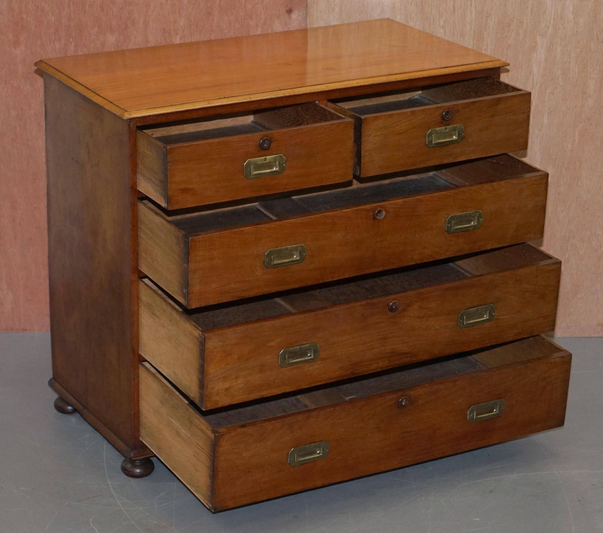 Victorian military commode in patinated walnut.