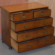 Victorian military commode in patinated walnut.