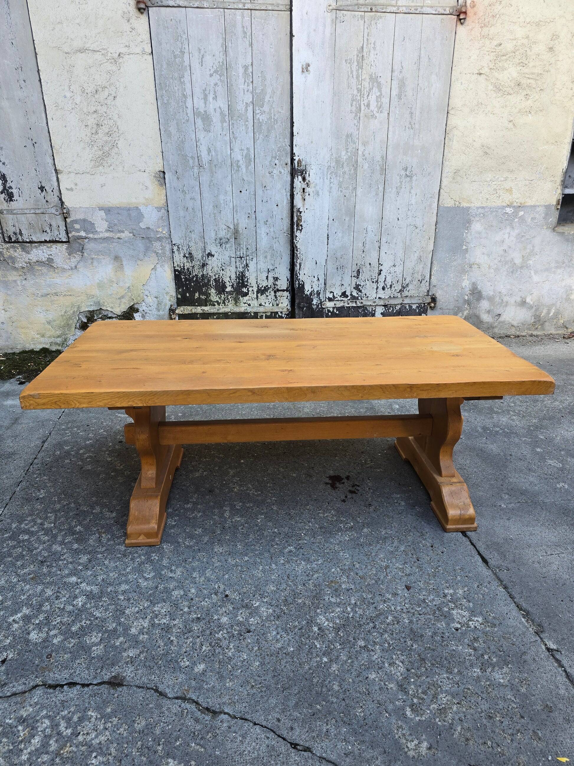 Large monastery table in solid oak – French handcrafted.