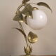 Vintage table lamp sixties Flower and Foliage in gilded metal & Globe opaline