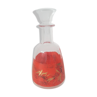 Carafe liqueur en verre des années 60 décor asie