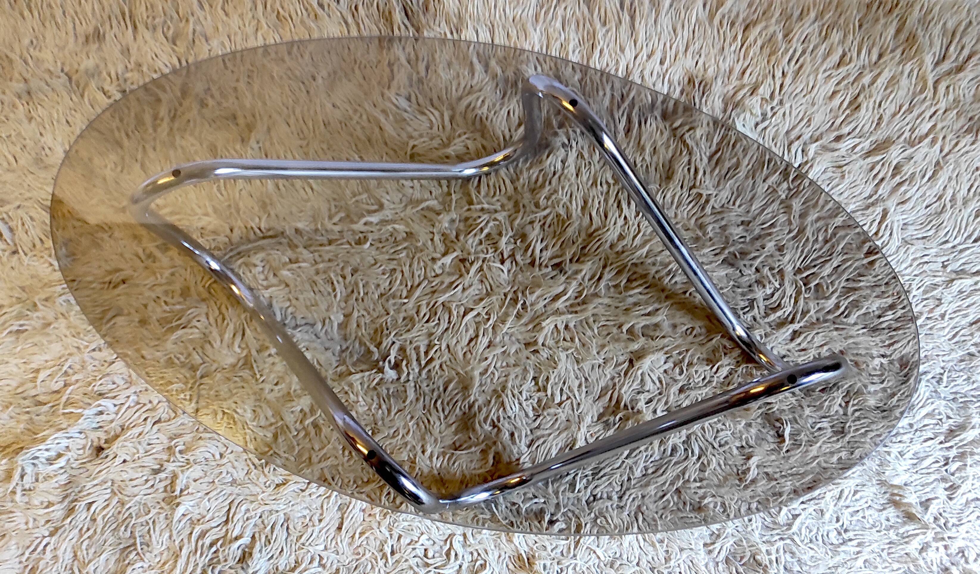 Chrome coffee table and smoked glass – 70s