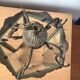 Bronze and chiseled glass hanging lamp