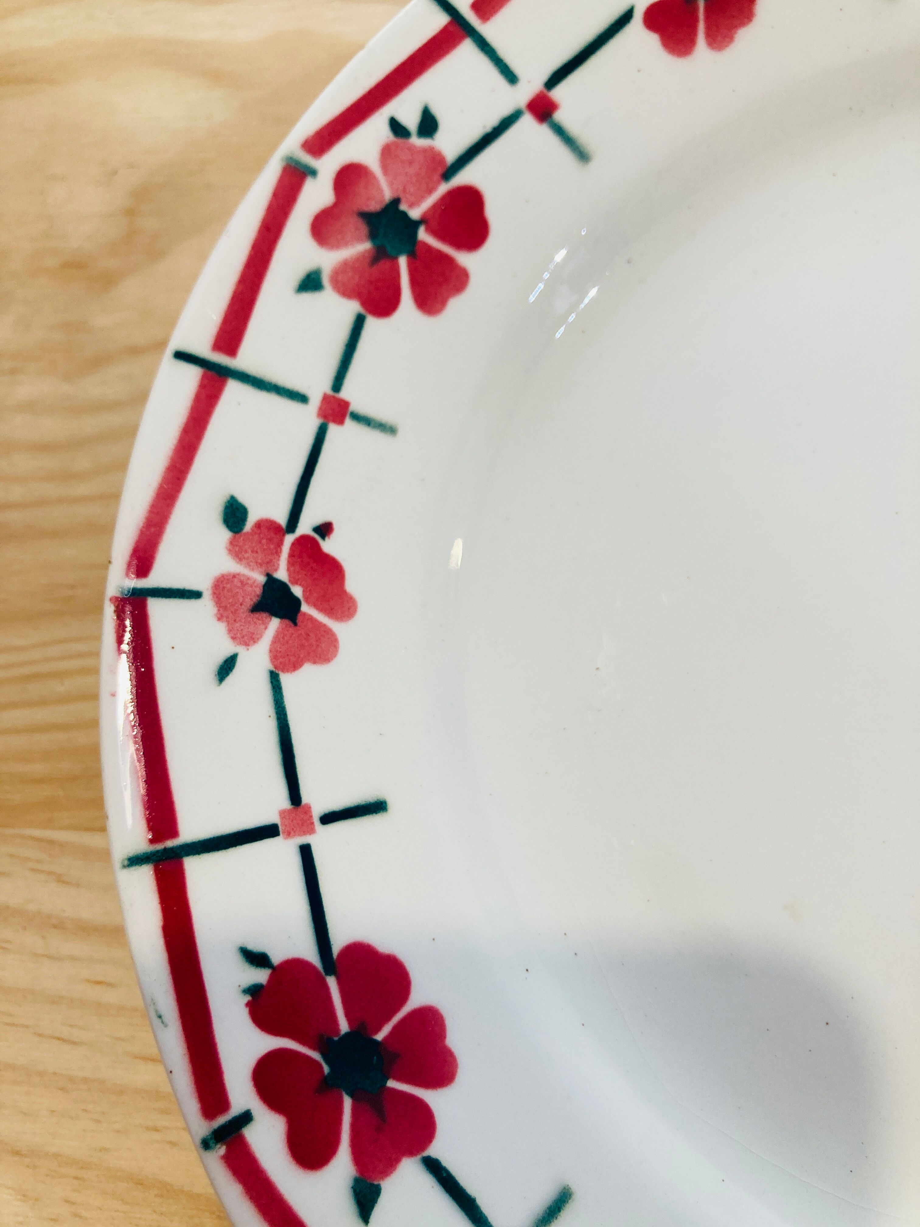 X6 pink flower plates monique ceranord france-retro-vintage