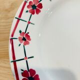X6 pink flower plates monique ceranord france-retro-vintage