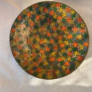 Grande assiette en papier mâché feuilles de chinar cachemire