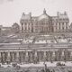 Gravure ancienne architecture et jardin