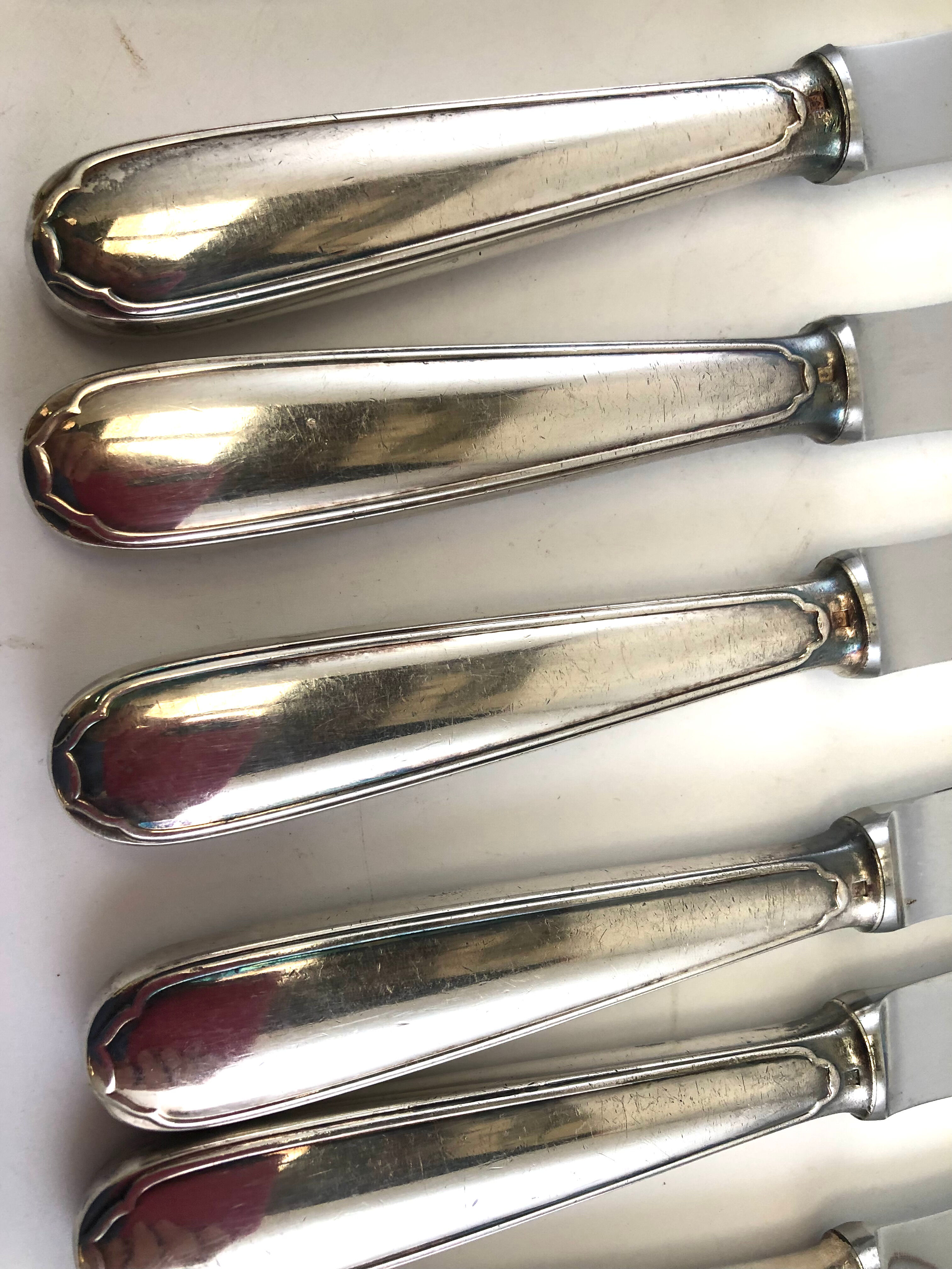 Christofle 12 silver metal knives model Versailles