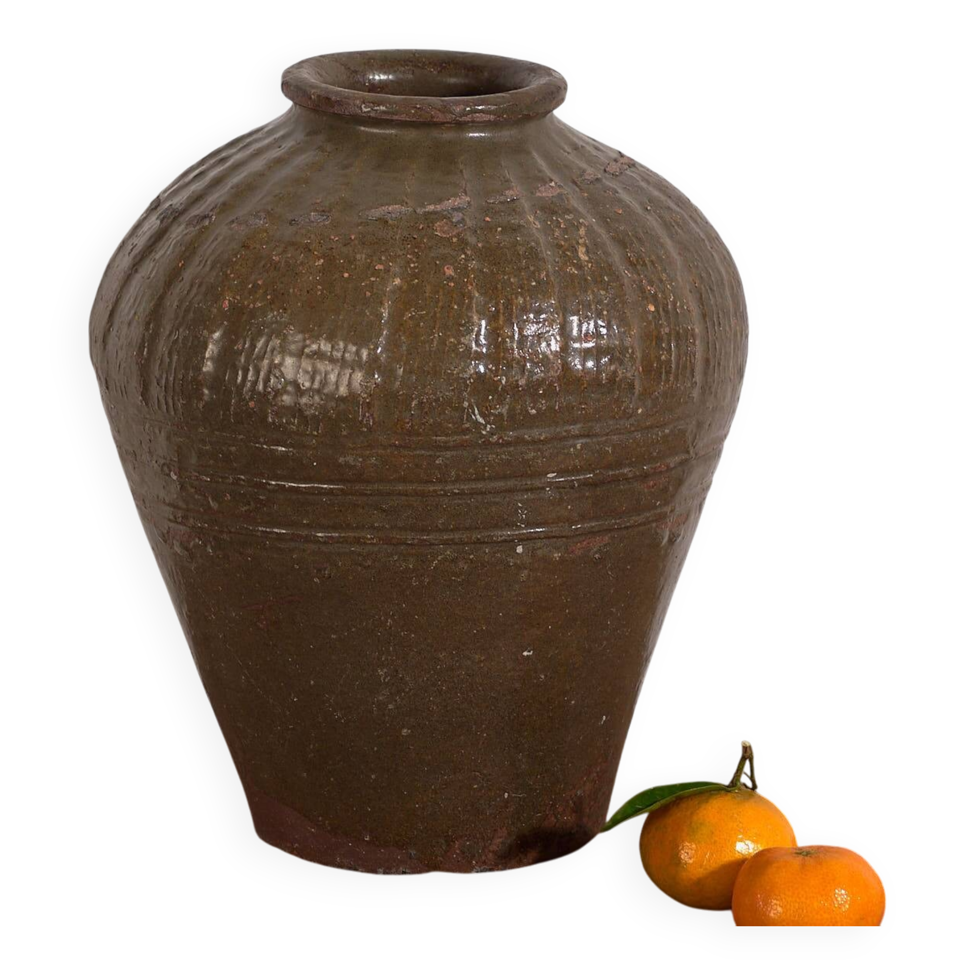 Small antique olive green vase (c.1900)