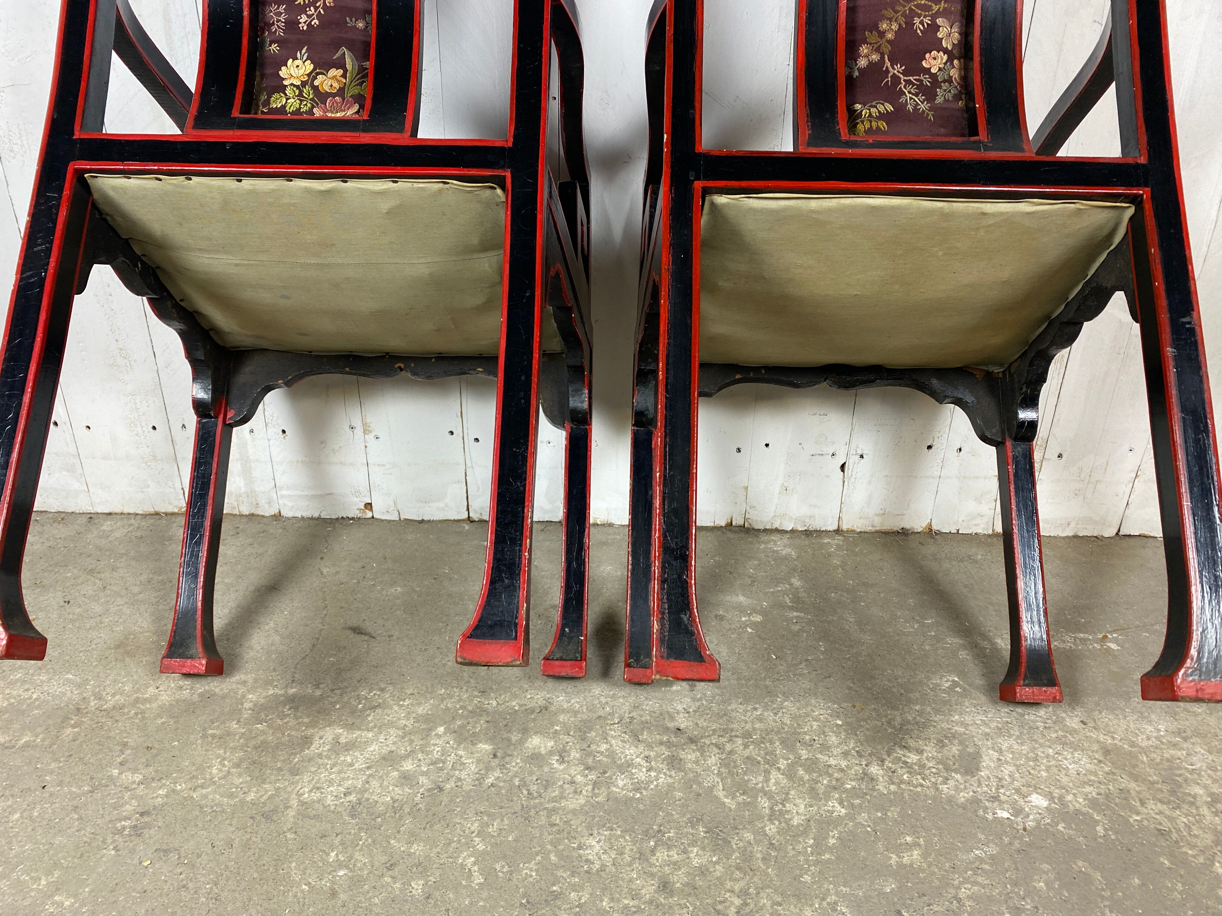 Fauteuils chinois broderie de soie