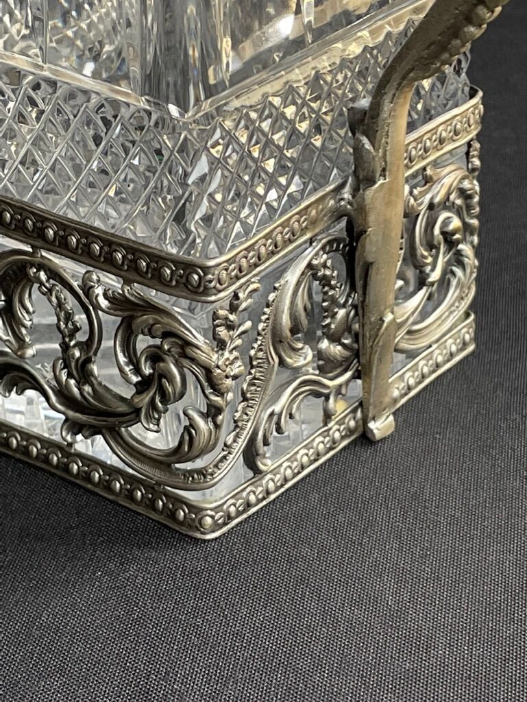 Decanter with handle frame Crystal factory A H (Western Germany)