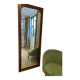 Large vintage Art Deco bizote mirror to place or hang, solid wood frame