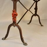 Set of 9 1900 Bistro Tables with Wrought Iron Legs and Rose Decor