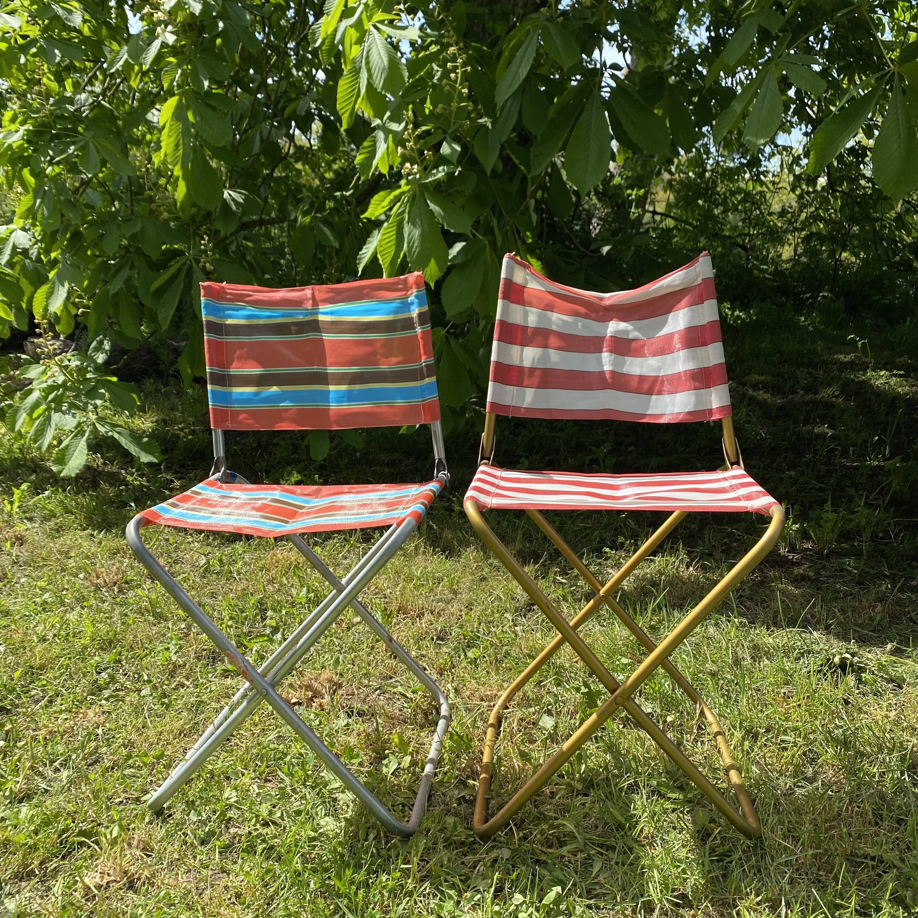 Chaise de camping vintage pliante