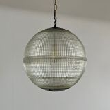 Parisian glass holophane mid-century globe pendant light