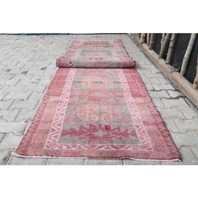 1960's Vintage Turkish Hand-Knotted Hallway Runner 91x354