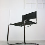 Vintage black leather bauhaus chair, italy