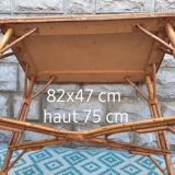Table with bamboo legs and rattan top