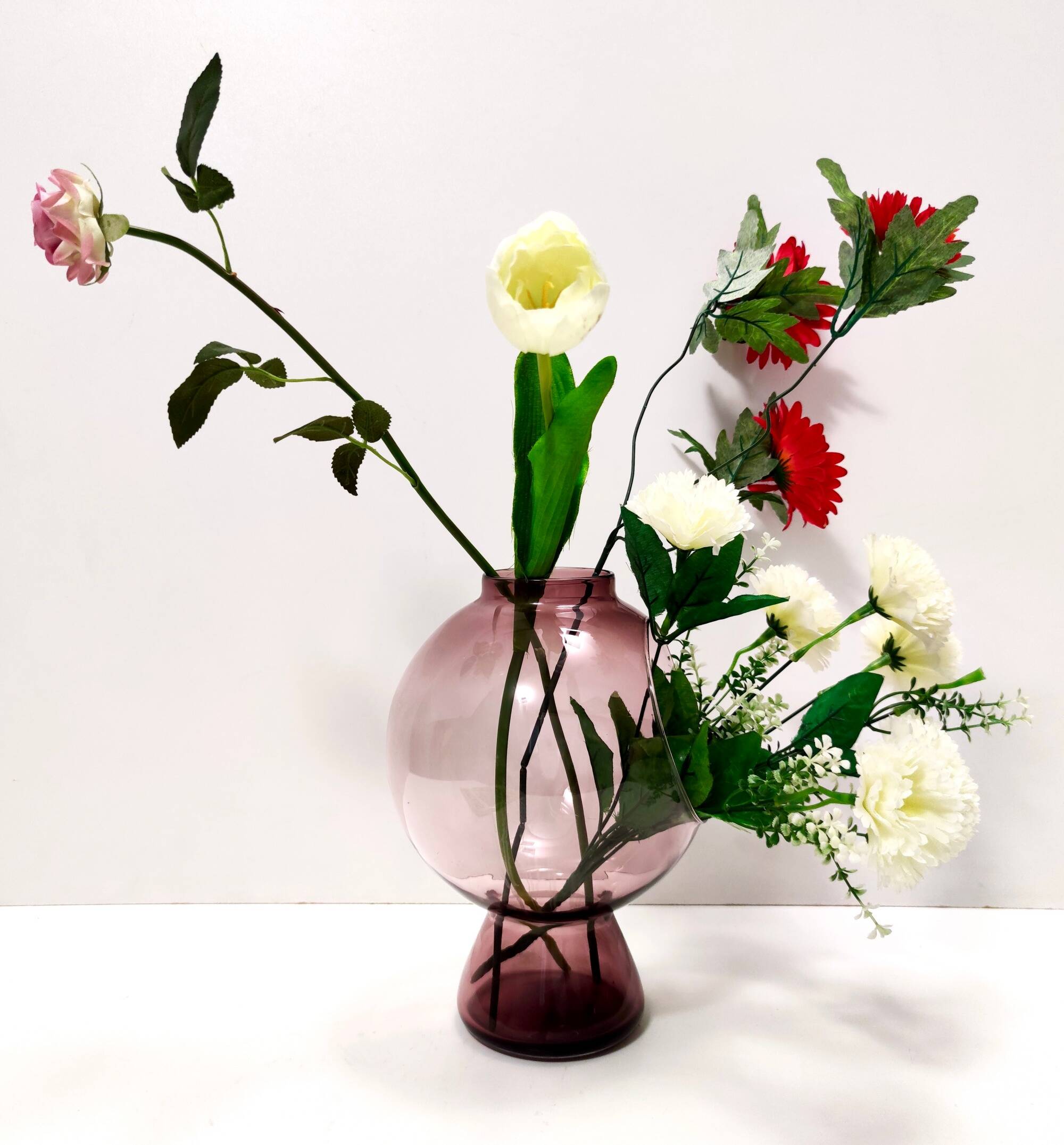 Old Rose Murano Glass Vase with a Hole, Italy