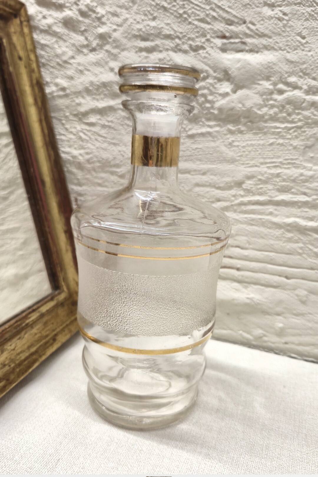 Frosted and gold glass carafe