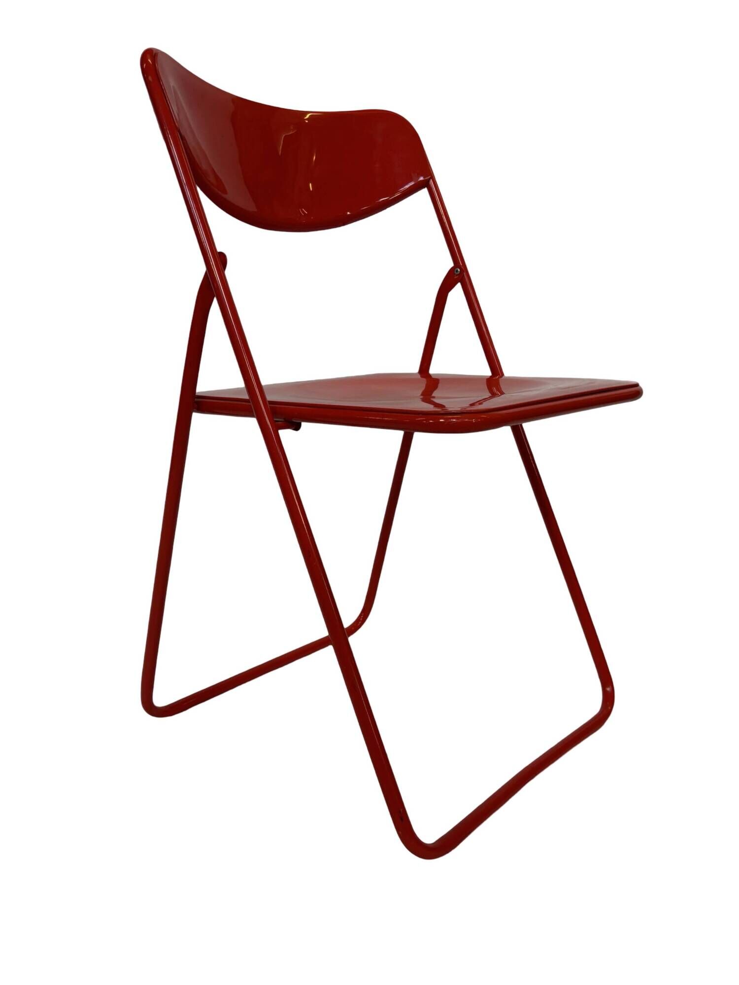 Vintage TED Folding Chair Design by Niels Gammelgaard 1980s Ikea in Red