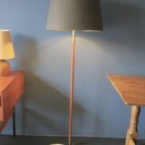 Danish teak floor lamp with brass tripod foot, 1960s