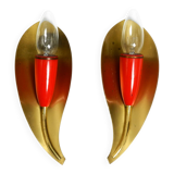 Two original Mid Century Modern brass sconces