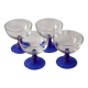 Lot de 4 coupes (à glace) en verre, pied bleu, Codec