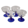 Lot de 4 coupes (à glace) en verre, pied bleu, Codec