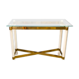 Console in lacquered wood, brass and glass Italy 70s