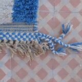 Moroccan Berber blessed ouarain rug modern blue and white