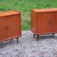 Pair of vintage mahogany sideboards with square metal legs from the 60s